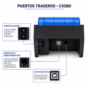 Impresora ticketera térmica USB Bluetooth 57mm 58mm CX58D - Imagen 5