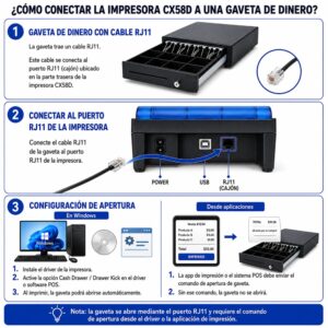 Impresora ticketera térmica de escritorio USB + Bluetooth 57mm 58mm CX58D - Imagen 7