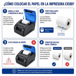 Impresora ticketera térmica de escritorio USB + Bluetooth 57mm 58mm CX58D - Imagen 6