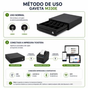 Gaveta de dinero para punto de venta 33.5x36.8x8cm M330E 4B/5M - Imagen 3