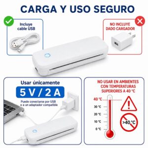 Impresora portátil térmica A4 para rollo/hoja suelta/plegable 210mm USB + Bluetooth A80 304dpi LUCK JINGLE - Imagen 8