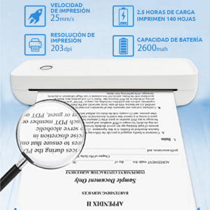 Impresora portátil térmica A4 210mm USB + Bluetooth modelo A80 - Imagen 10