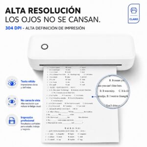 Impresora portátil térmica A4 210mm USB + Bluetooth modelo A80 304dpi - Imagen 7