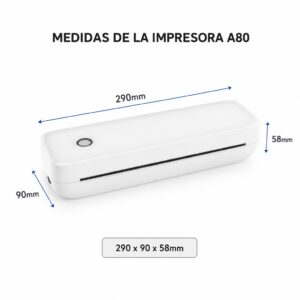 Impresora portátil térmica A4 210mm USB + Bluetooth modelo A80 304dpi - Imagen 3