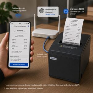 Impresora ticketera térmica tickets de 80mm USB LAN escritorio Xprinter E200L - Imagen 6