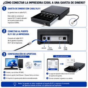 Impresora ticketera térmica tickets de 80mm USB LAN escritorio Xprinter E200L - Imagen 7