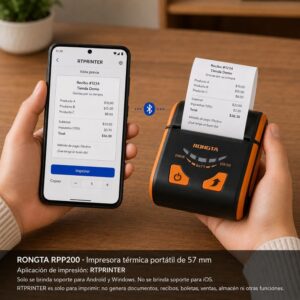 Impresora ticketera térmica portátil USB Bluetooth RONGTA RPP200 57mm 58mm - Imagen 5