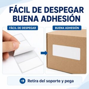 Rollo de 250 etiquetas adhesivas térmico 76x25mm TD blanco - Imagen 4