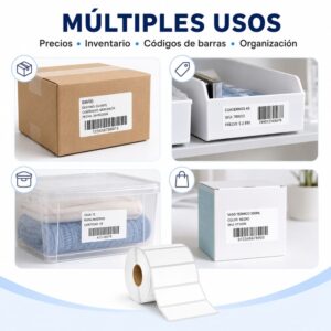 Rollo de 250 etiquetas adhesivas térmico 76x25mm TD blanco - Imagen 5