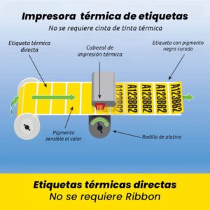 Rollo de 250 etiquetas adhesivas térmico 76x25mm TD blanco - Imagen 7