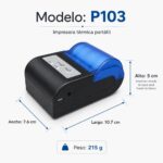 Impresora ticketera térmica portátil batería con sujetador 57mm 58 mm USB + Bluetooth Xprinter P103 - Imagen 2