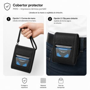Impresora ticketera térmica portátil 80mm USB+Bluetooth Xprinter P810 con sujetador - Imagen 8