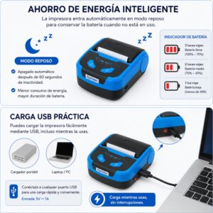 Impresora ticketera térmica portátil 80mm USB+Bluetooth Xprinter P810 con sujetador - Imagen 9