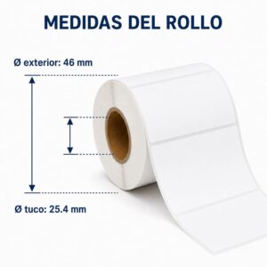 Rollo de 100 etiquetas adhesivas térmico 76x76mm TD blanco para impresora portatil - Imagen 5