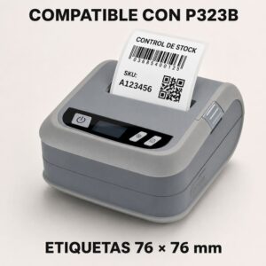 Rollo de 100 etiquetas adhesivas térmico 76x76mm TD blanco para impresora portatil - Imagen 6