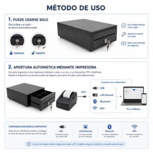 Gaveta de dinero A4 21x30x9cm Modelo ER-A4 3 guardabilletes 6 monederos - Imagen 4