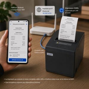 Impresora ticketera térmica escritorio USB LAN WIFI 80mm Xprinter E260L - Imagen 7