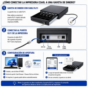 Impresora ticketera térmica escritorio USB LAN WIFI 80mm Xprinter E260L - Imagen 8