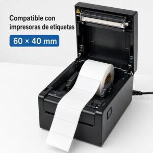 Rollo de 1000 etiquetas adhesivas térmico directo 60x40mm TD blanco para código de barras - Imagen 5