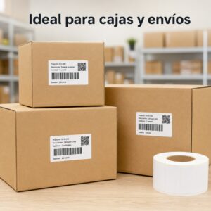 Rollo de 1000 etiquetas adhesivas térmico directo 60x40mm TD blanco para código de barras - Imagen 7