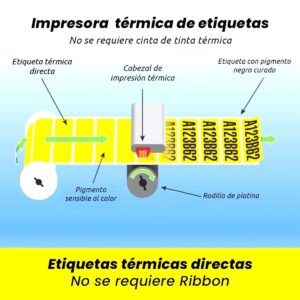 Rollo de 1000 etiquetas adhesivas térmico directo 60x40mm TD blanco para código de barras - Imagen 4
