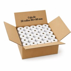 Caja de 50 rollos contómetros papel térmico 80x80mm 55g
