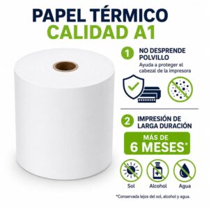 Caja de 50 rollos contómetros papel térmico 80x80mm 55g - Imagen 5