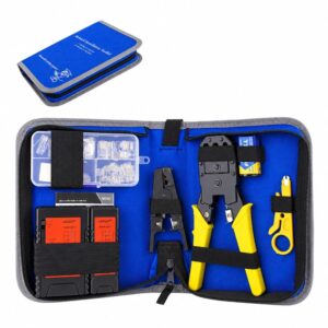 Kit Crimpeador + Testeador + Pelacable + 15 Adaptadores Rj45 NF-1206