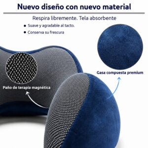 Kit viaje cojín cuello de espuma viscoelástica + tapaoidos + tapaojos + bolsa cierre de cordón COLOR AZUL - Imagen 6