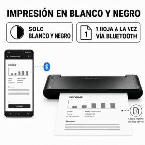 Impresora portátil transferencia térmica A4 USB + Bluetooth TP810 para imprimir hoja bond - Imagen 5