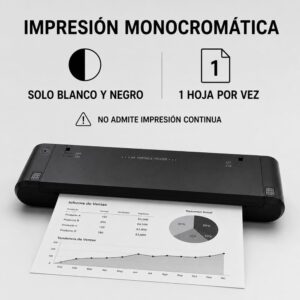 Impresora portátil transferencia térmica A4 USB + Bluetooth TP810 para imprimir hoja bond - Imagen 6