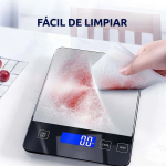 Balanza gramera metálica portátil 10KG/1g con botones táctiles y bateria recargable KF-72 - Imagen 7
