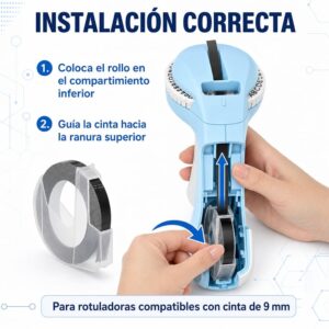 Etiqueta relieve color negro embosing 9mm x 3 metros para B90 - Imagen 4