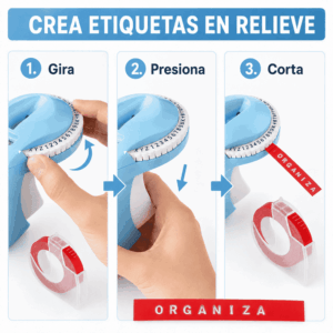 Etiqueta relieve color rojo 9mm x 3 metros para B90 - Imagen 4
