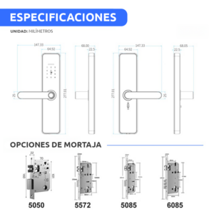 Cerradura digital smart C91 pilas AAA Huella/Tarjeta/Clave/Llave/APP bluetooth - Imagen 13