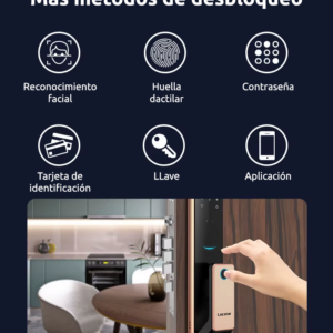 Cerradura digital smart S61 batería Reconocimiento facial/Huella/Tarjeta/Llave/APP wifi - Imagen 8