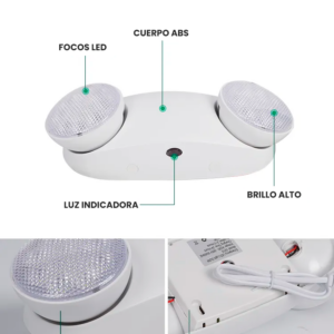 Luz de Emergencia 24 LED 120 minutos duración sin switch ni enchufe 2x2W - Imagen 9