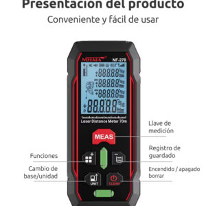 Medidor de distancia láser distanciómetro digital NF-270 hasta 70 metros m/in - Imagen 15