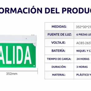 Señal de salida emergencia 3W 180 minutos duración sin switch ni enchufe - Imagen 8