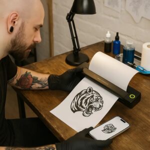 Impresora portátil térmica A4 para tatuajes/hojas suelta USB + Bluetooth A49 203dpi LUCK JINGLE - Imagen 13