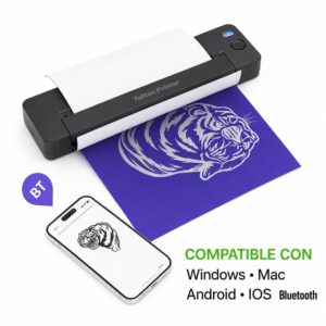 Impresora portátil térmica A4 para tatuajes/hojas suelta USB + Bluetooth A49 203dpi LUCK JINGLE - Imagen 7