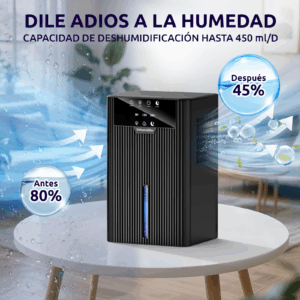 Deshumedecedor para casa cubre hasta 25m2 modelo B30 de 2.2L con botones táctiles - Ideal para hogar, baño o armario - Imagen 7