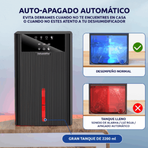 Deshumedecedor para casa cubre hasta 25m2 modelo B30 de 2.2L con botones táctiles - Ideal para hogar, baño o armario - Imagen 9