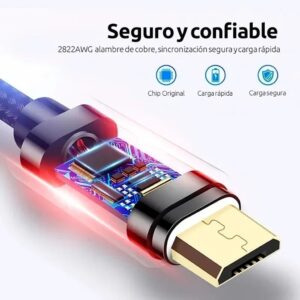 Cable De Nylon Magnetico 1 Metro Usb Tipo C Carga Rapida 2a Negro - Imagen 5