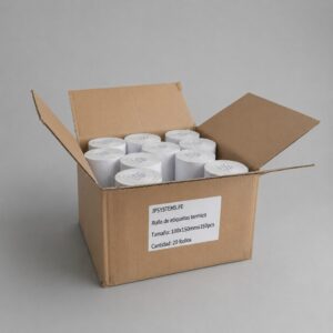 Caja de 20 rollos de 350 etiquetas adhesivas térmico 100x150mm TD blanco