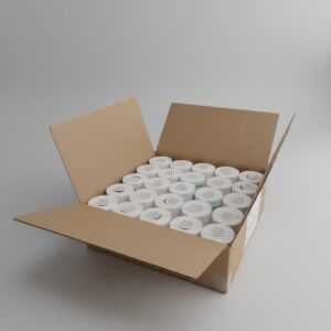 Caja de 50 rollos de 1000 etiquetas adhesivas térmico 50x25mm TD blanco