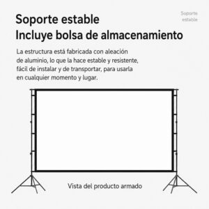 Pantalla tela poliester para proyección 120 pulgadas 16:9 con soporte armable tipo tripode - Imagen 12