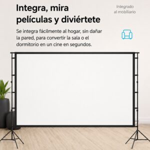Pantalla tela poliester para proyección 120 pulgadas 16:9 con soporte armable tipo tripode - Imagen 3