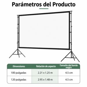 Pantalla tela poliester para proyección 120 pulgadas 16:9 con soporte armable tipo tripode - Imagen 9