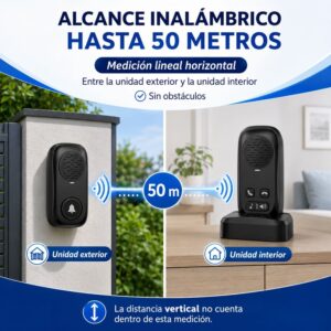 Timbre inalambrico bi-direccional con bateria hasta 50 metros aire libre horizontal IP44 - Imagen 8